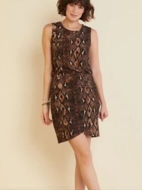 NEW Evereve Sunday In Brooklyn Tank Knit Sheath Mini Dress Snake Print - M